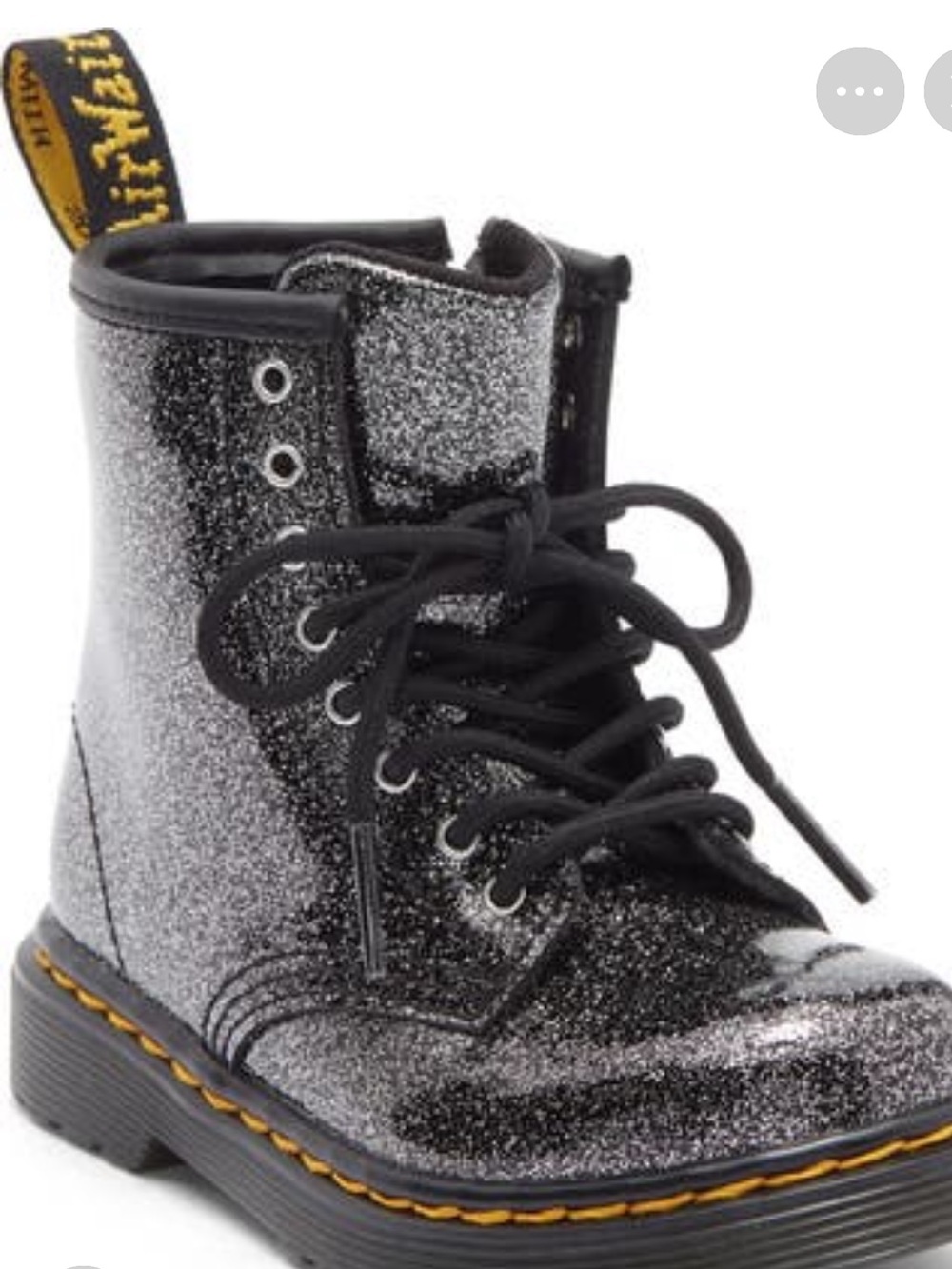 Dr. Martens Black & Silver Glitter Lace-Up Combat Boot